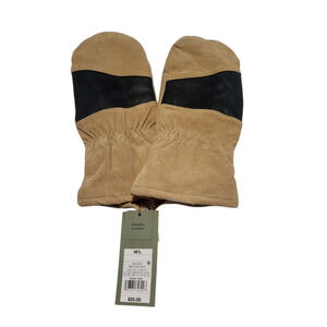NWT Goodfellow leather like camel and black mittens, size medium/large